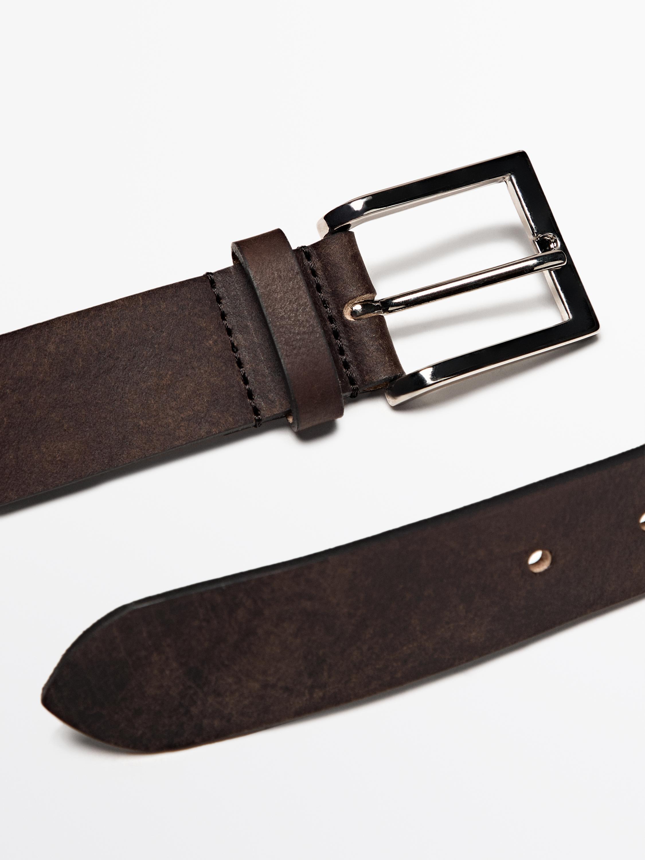 Distressed leather belt
